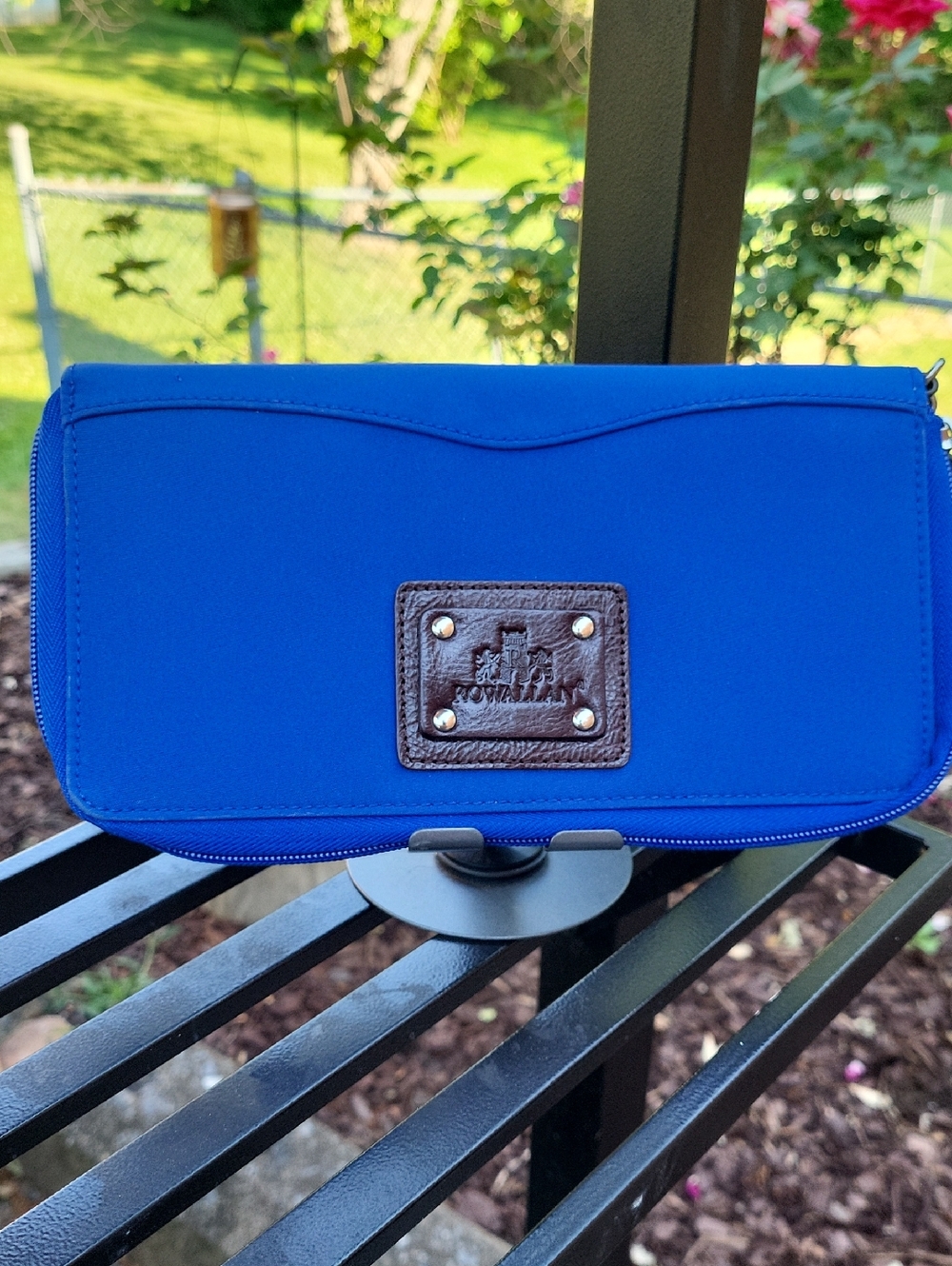 Rowallan Royal Blue Travel Wallet with Brown Logo Patch